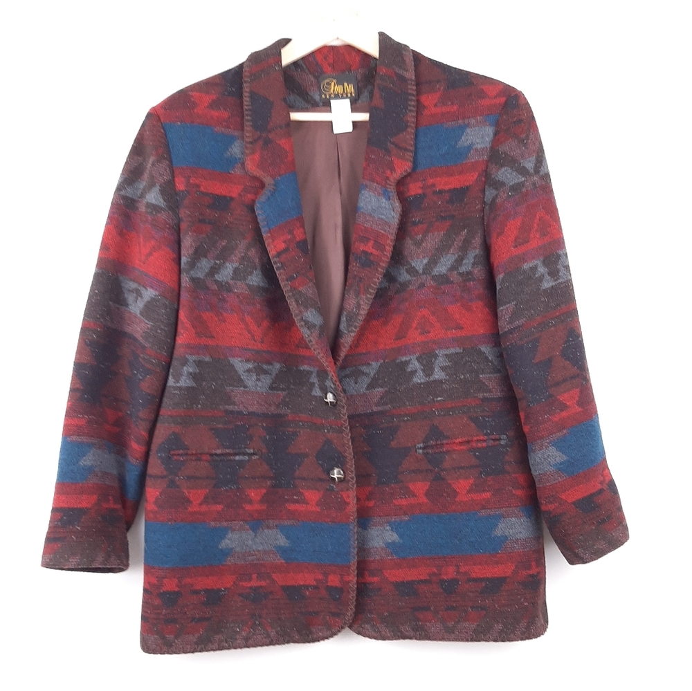 David Paul New York Southwest Tribal Blanket Blazer Wool Blend Size Large
